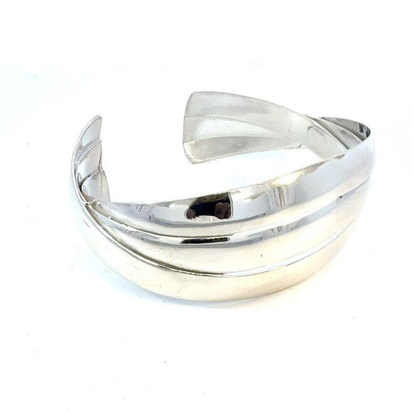 Tiffany & Co Triple Bangle Bracelet Size M 7.5" Sterling Silver Estate TIF931 - Picture 5 of 5